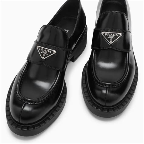 prada chocolate brushed loafers.